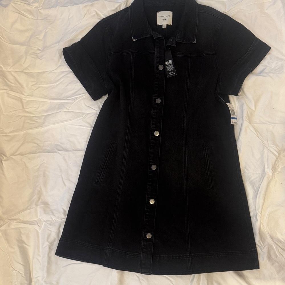 Habitual Black Casual Button-Front Dress